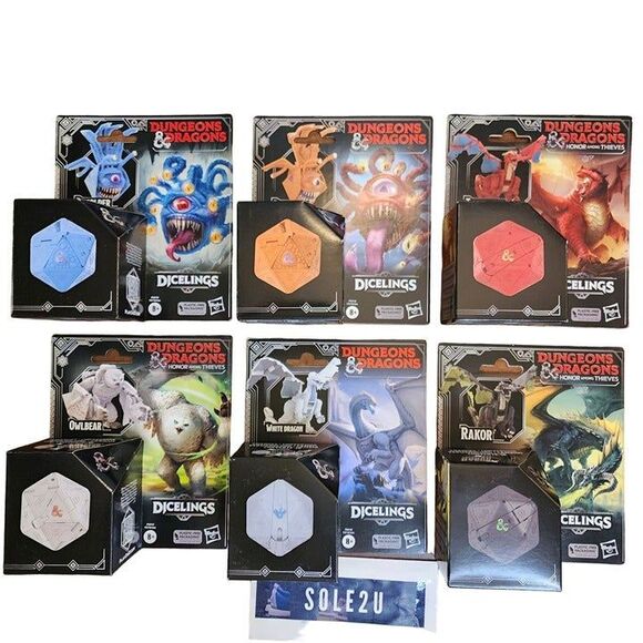 Dungeons & Dragons Dicelings x6 Lot Owlbear Beholder Themberchaud Rakor Dragon - Picture 1 of 7